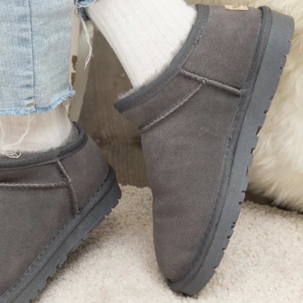 NEW UGG™  FUR-LINED SUEDE TASMAN SLIPPER BOOTS in Grey Size US 5 #68